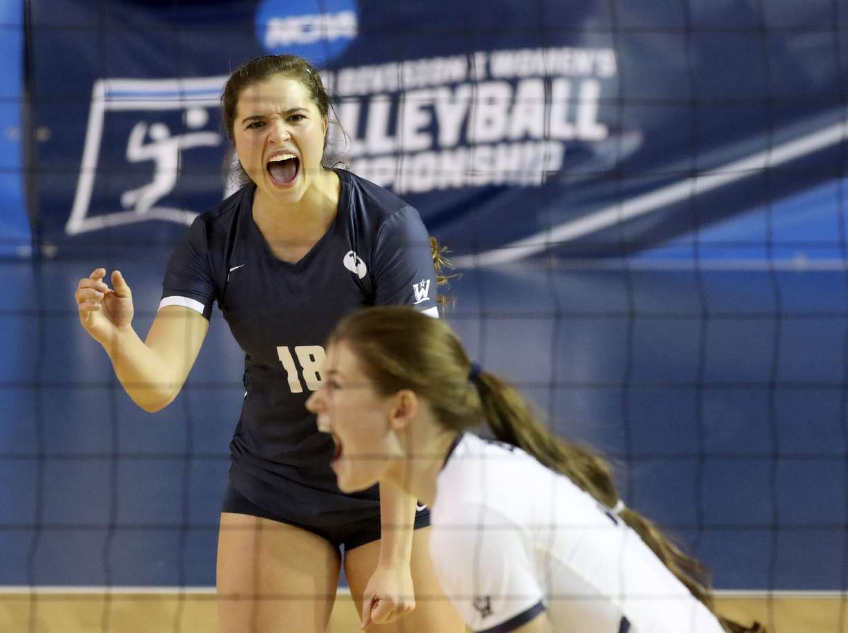 BYU's Mary Lake reacts to a point during the first round of the NCAA volleyball championships against Stony Brook at the Smith Fieldhouse in Provo on Friday, Nov. 30, 2018. BYU won 3-0. (Photo: Kristin Murphy, Deseret News)
