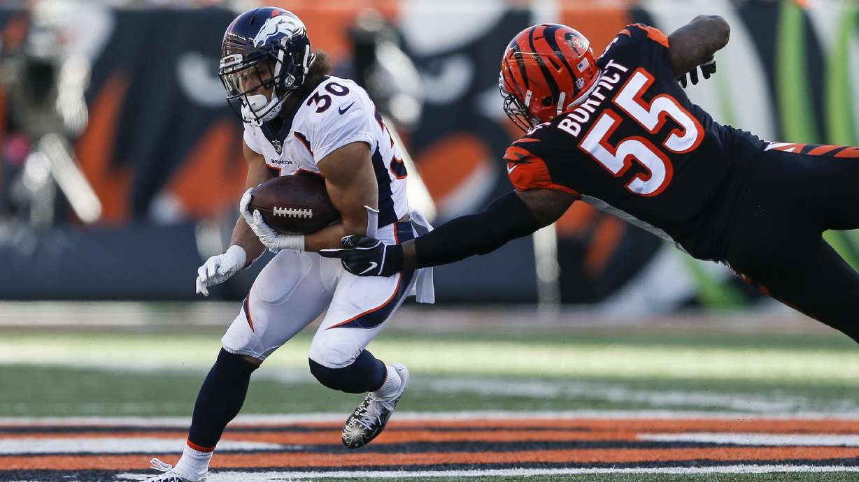 Lindsay leads Denver to 3rd straight win, 24-10 over Bengals