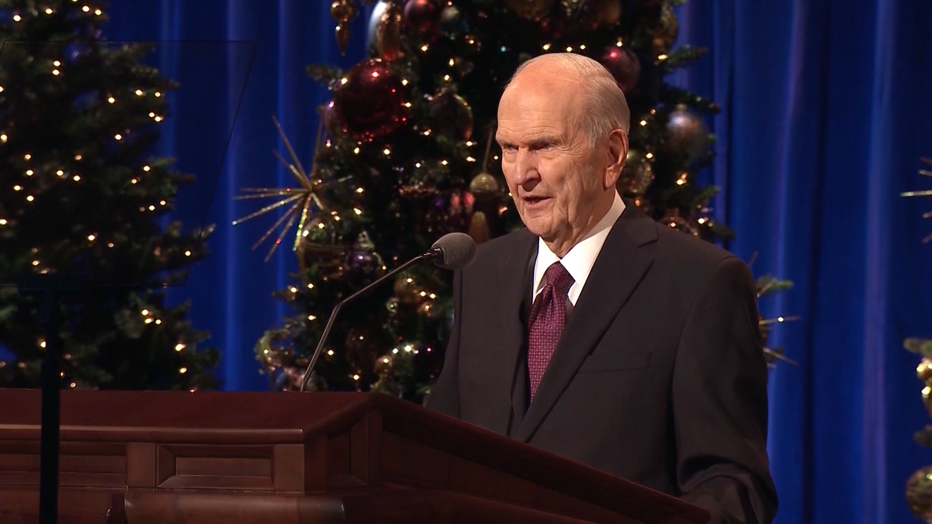 President Russell M. Nelson of The Church of Jesus Christ of Latter-day Saints speaks during the First Presidency’s Christmas devotional broadcast on Sunday, Dec. 2, 2018. (Photo: KSL TV)