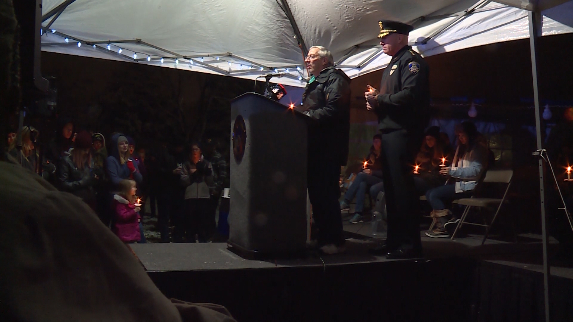 Family, friends, community members and fellow officers gathered in South Salt Lake on Sunday, Dec. 2, 2018, for a vigil in honor of South Salt Lake police officer David Romrell, who was killed in the line of duty on Nov. 24. (Photo: Adam Sotelo, KSL TV)