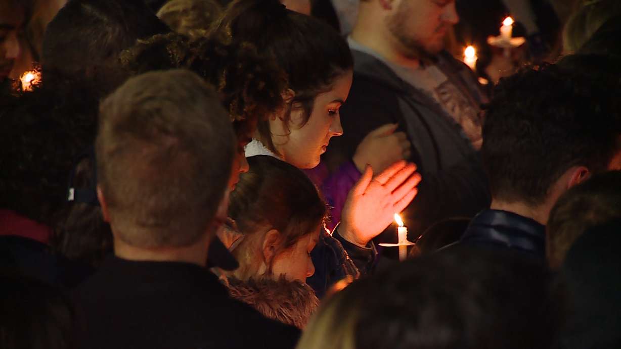 Students at Brigham Young University in Provo light candles at a vigil Friday evening following the death of a female student on campus earlier this week. The death, deemed a suicide, opened up the conversation about mental health on Utah's university campuses. (Photo: Winston Armani, KSL TV)