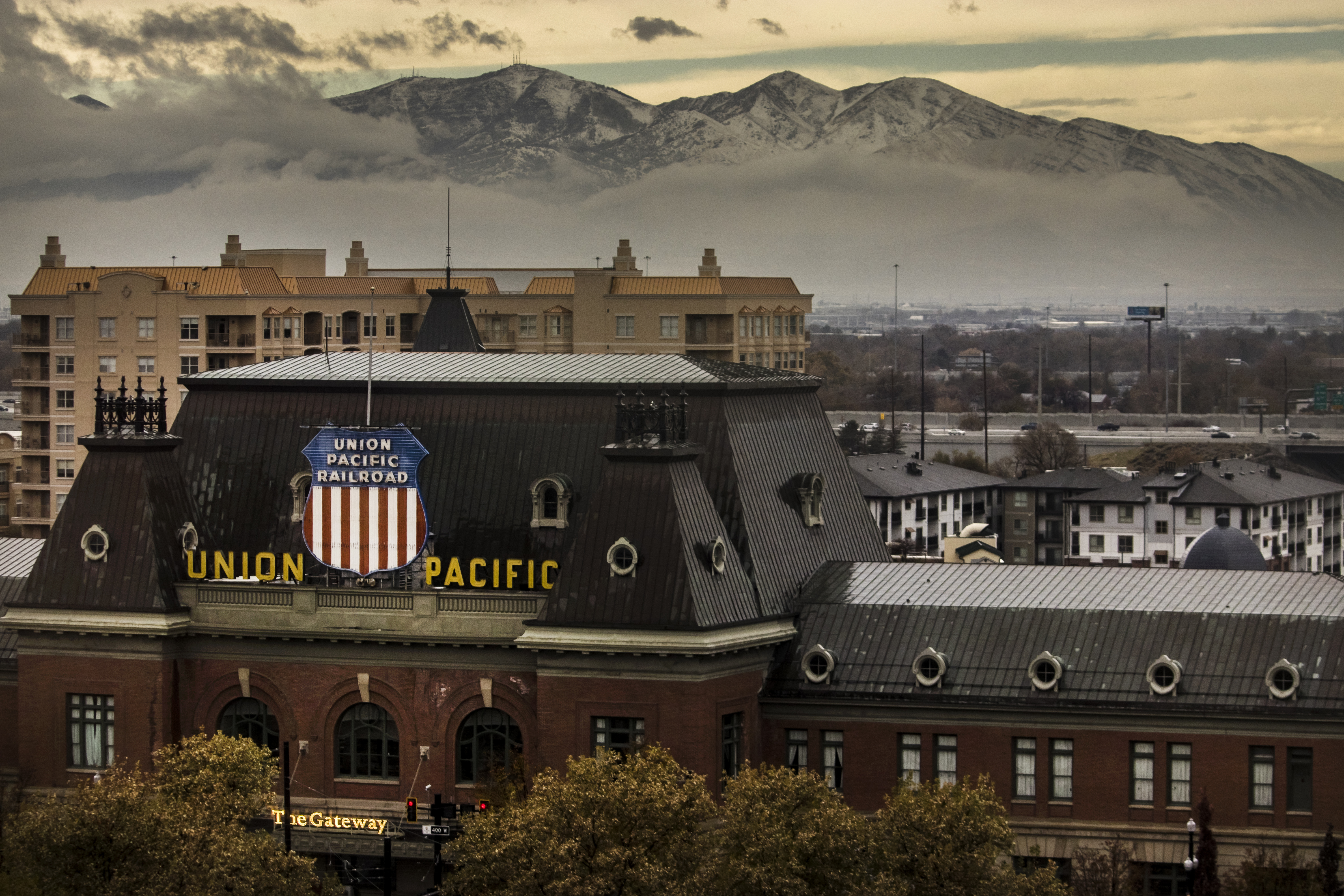 An image from the KSL Building taken after a storm on Thursday, Nov. 22, 2018. The Oqurrih Mountains are visible beyond the Union Pacific Depot. (Photo: Carter Williams, KSL.com)