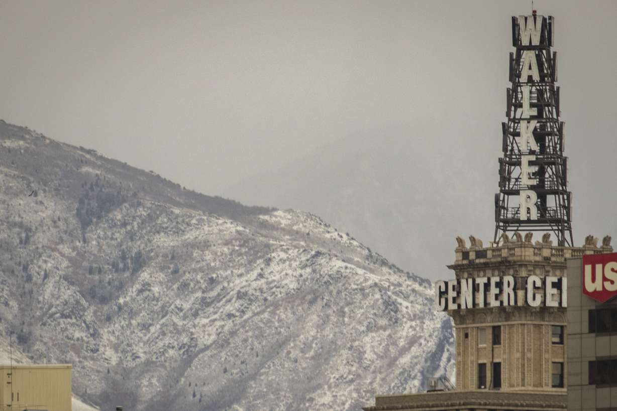 An image from the KSL Building taken Thursday, Nov. 22, 2018. Despite a storm passing through at the time, the Wasatch range is visible beyond the Walker Center building. (Photo: Carter Williams, KSL.com)