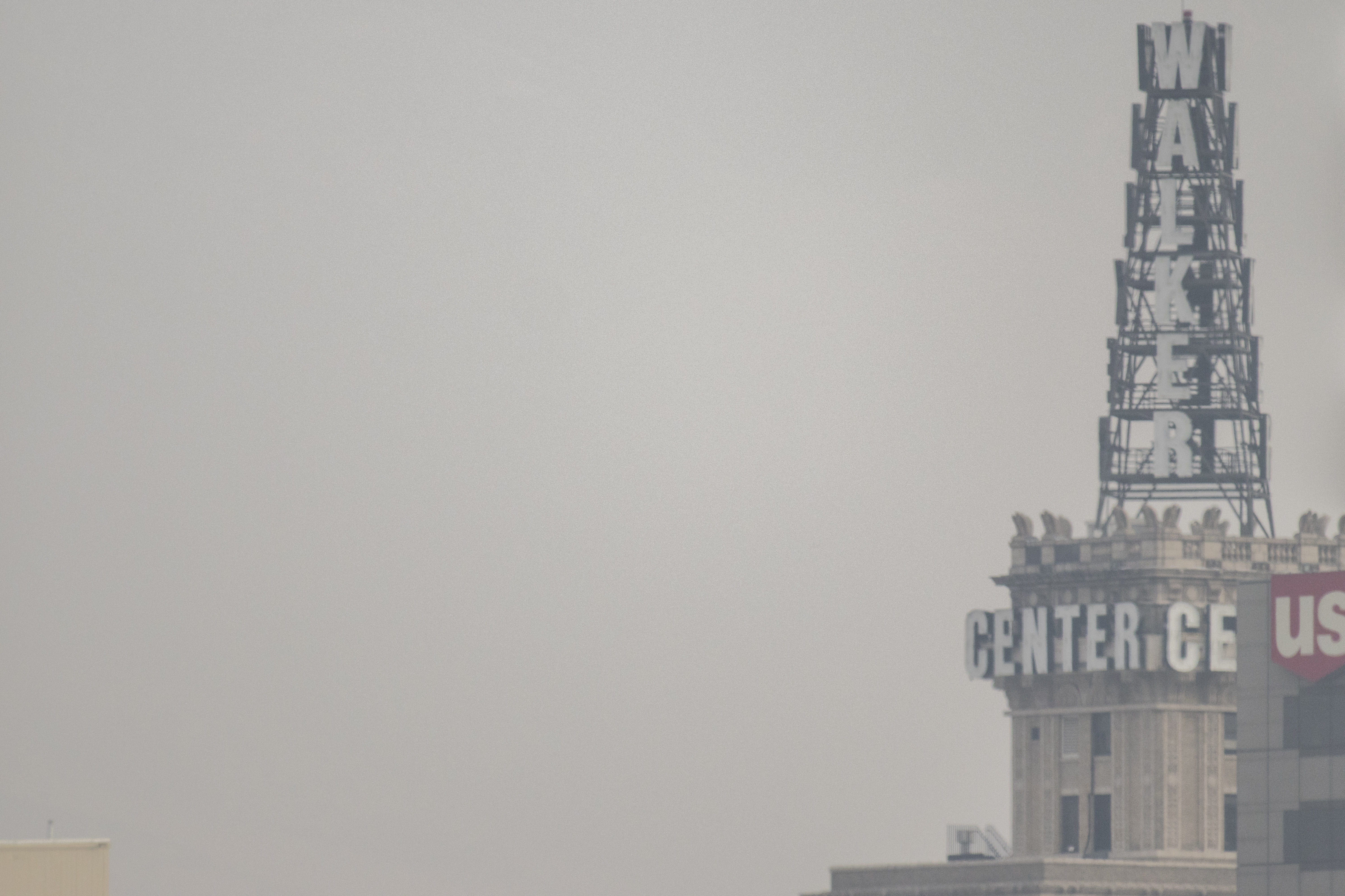 An image from the KSL Building taken Saturday, Dec. 8, 2018. The Wasatch range is no longer visible beyond the Walker Center building. (Photo: Carter Williams, KSL.com)