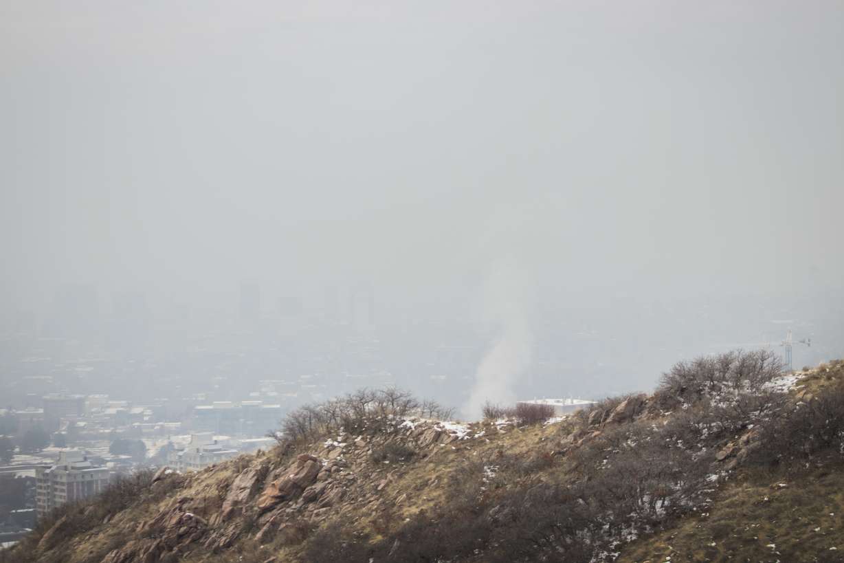 A view of Salt Lake City from the Red Butte Skyline Nature Trail on Saturday, Dec. 8, 2018. The pollution was thick enough that it was nearly impossible to make out where the city buildings were. (Photo: Carter Williams, KSL.com)