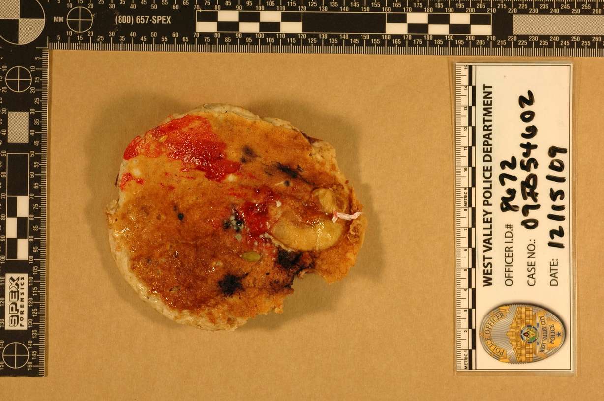 West Valley police detective Ellis Maxwell located this unconsumed pancake among a bag of kitchen trash in Josh Powell's minivan on the night of Dec. 8, 2009. Utah's state crime lab analyzed the pancake but did not find any trace of suspicious substances. (Photo: West Valley City, Utah police)