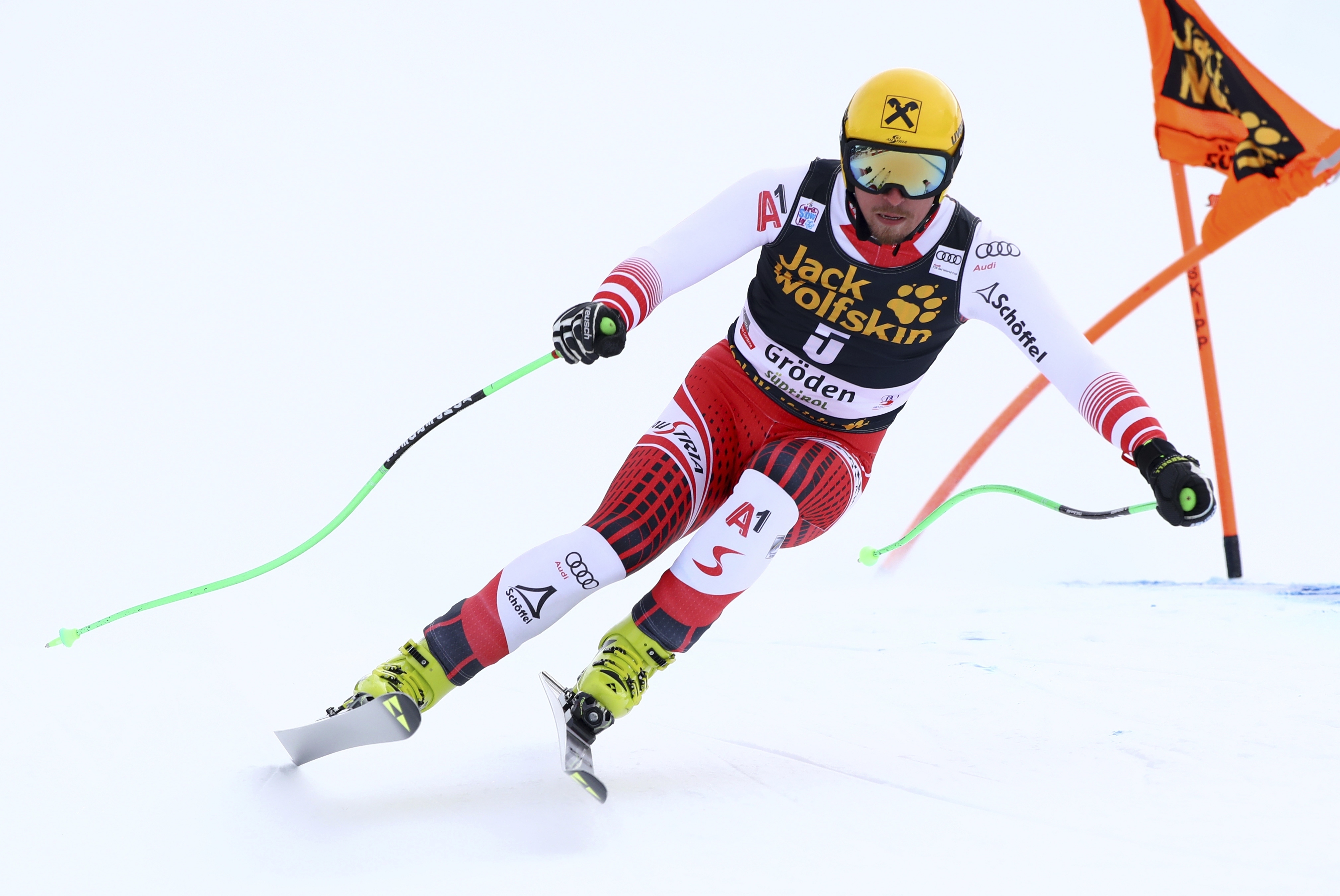 Austrian skier Franz leads Val Gardena downhill training