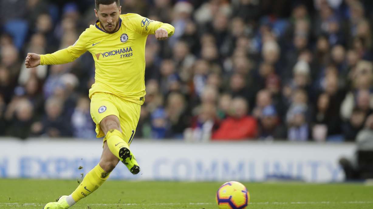 Hazard stars in Chelsea's 2-1 win at Brighton in EPL