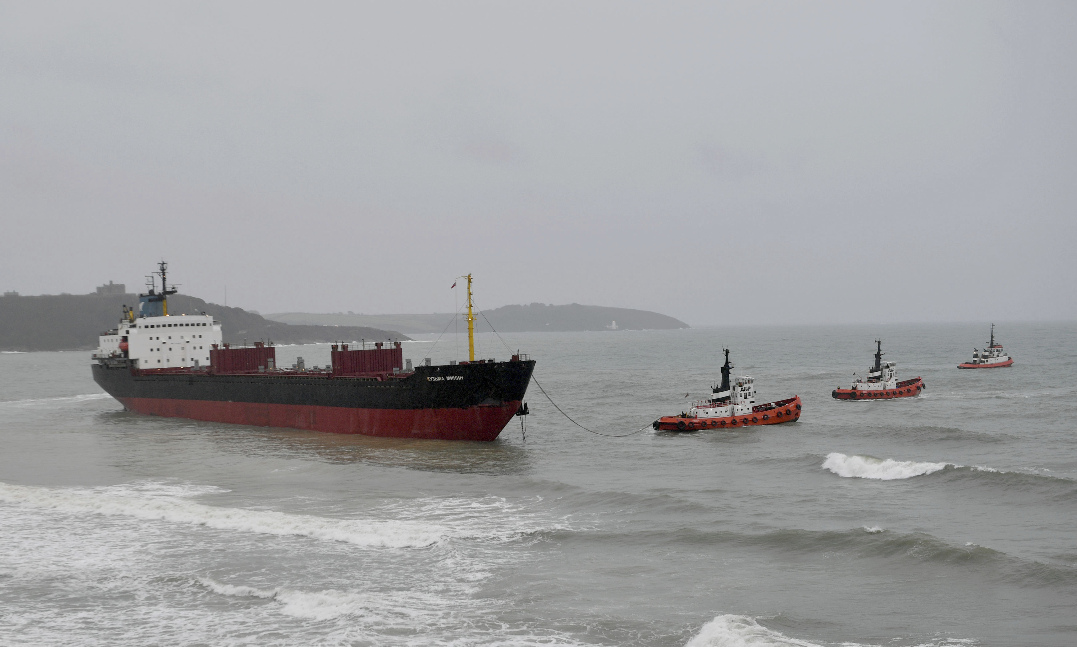 Russian cargo ship runs aground off southwest England