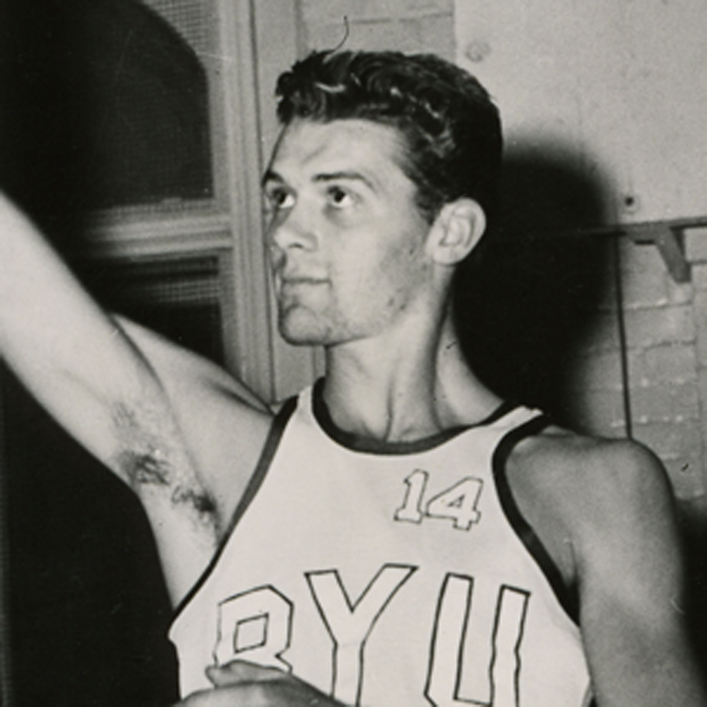 Mel Hutchins led the BYU men's basketball team to the 1951 NIT national championship. He is one of four players to have their jersey retired within the program. (Courtesy: BYU Photo)