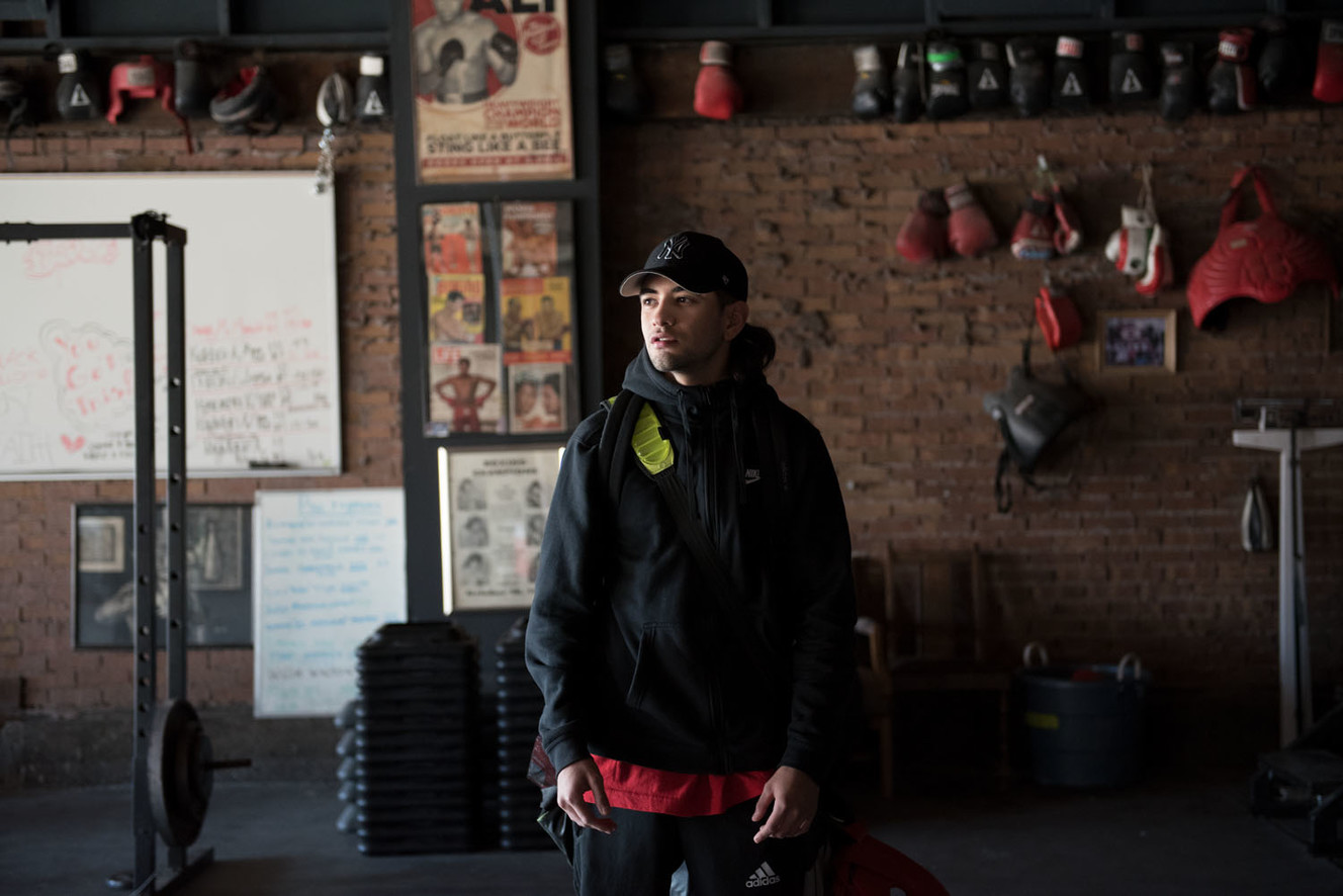 Gianni Madrid poses in the gym. He has benefited from the mentorship provided and is currently training for his first professional fight. (Photo: State Street Boxing)