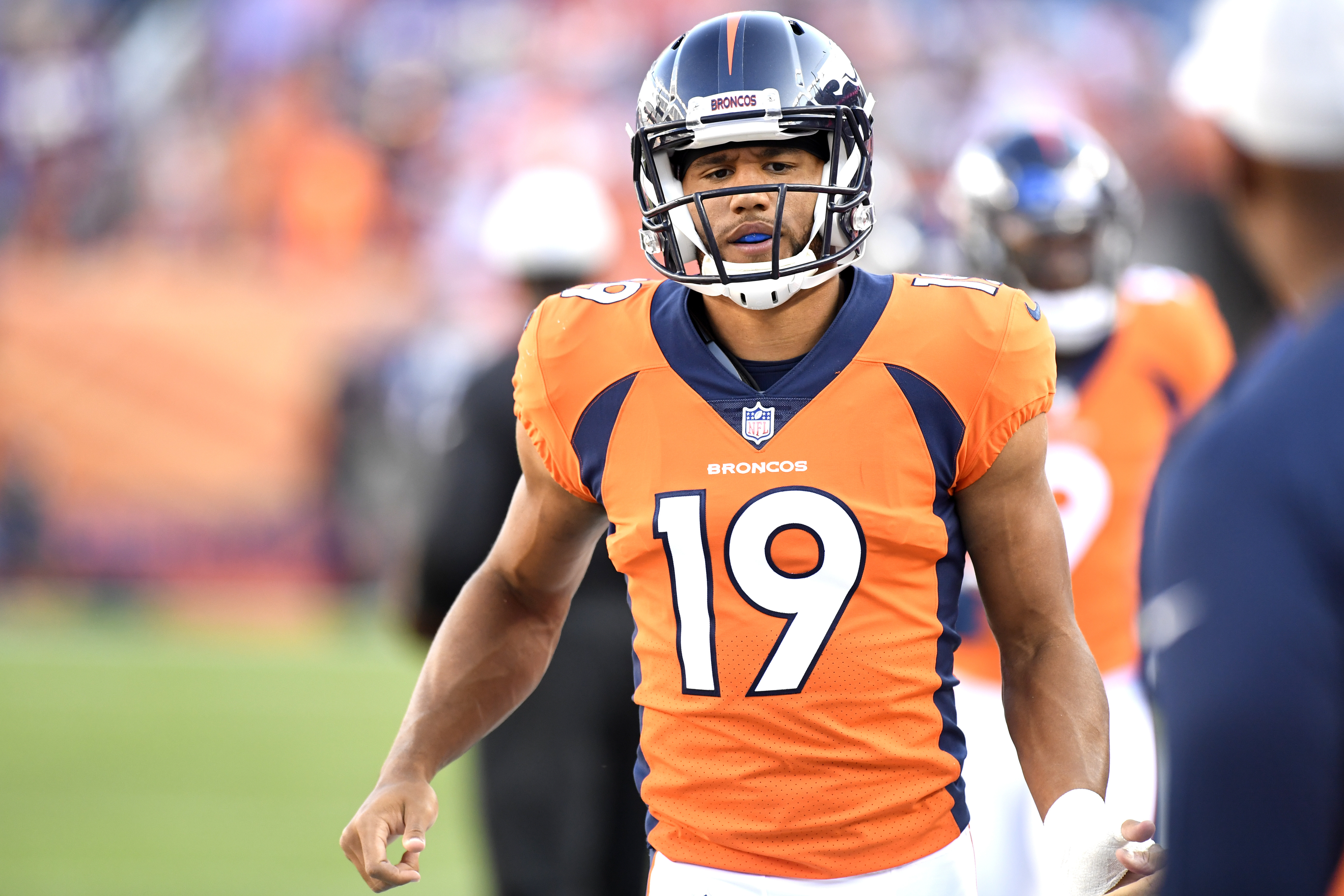 Denver Broncos wide receiver Jordan Leslie takes the field before an NFL football game against the Minnesota Vikings Saturday, Aug. 11, 2018, in Denver. (Photo: Mark Reis, AP)