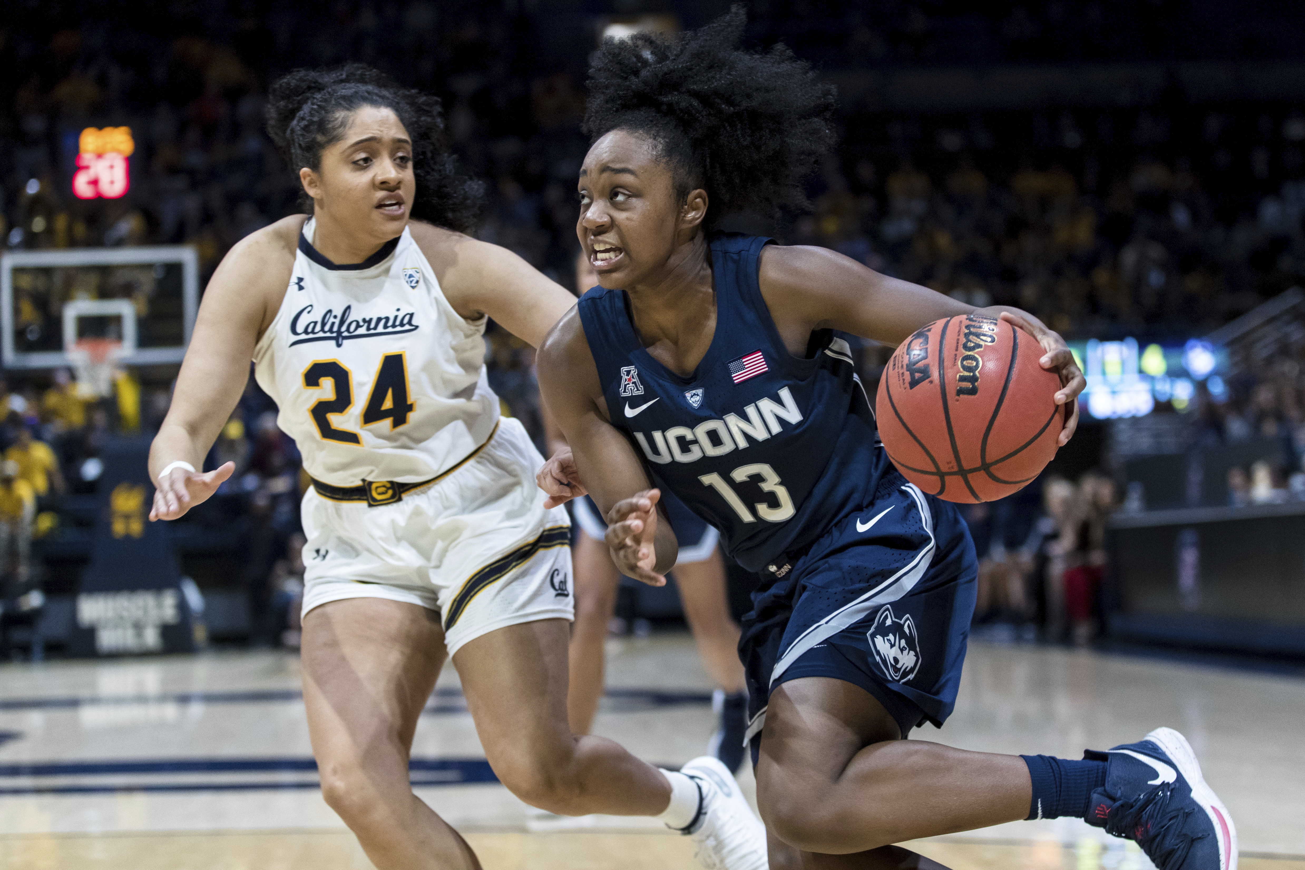 Samuelson leads way as No. 1 UConn women hold off No. 14 Cal