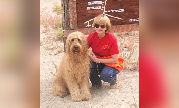 Paulette Bennett and her goldendoodle Murphy, pictured here in Callao, Utah, took part in several volunteer searches for Susan Powell. (Photo: Paulette Bennett, American Search Dogs)