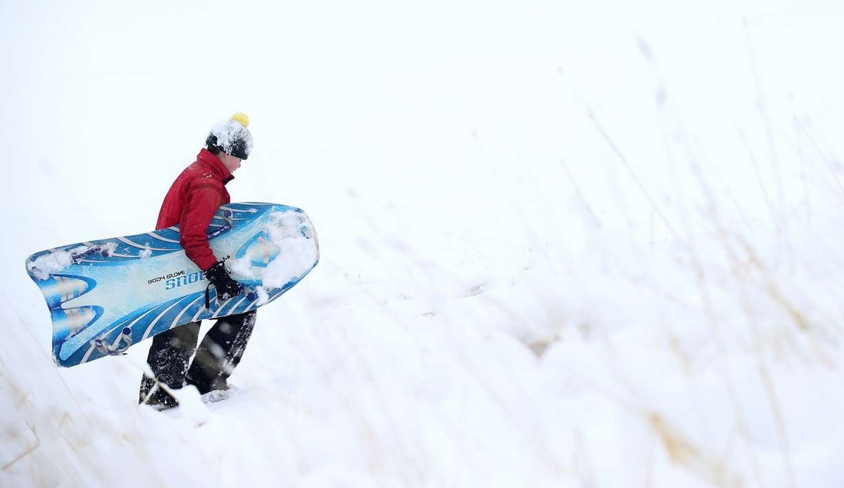 Angus Hickman, 11, of Salt Lake City, sleds at Popperton Park in Salt Lake City on Wednesday, Dec. 26, 2018. (Photo: Laura Seitz, KSL)