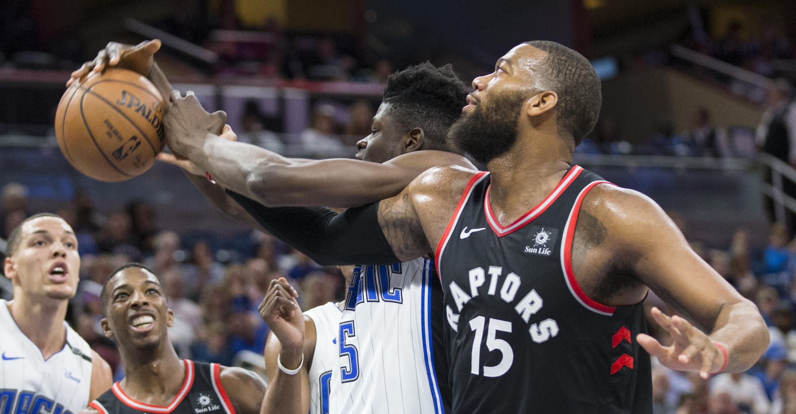 The Utah Jazz are reportedly singing veteran center Greg Monroe, seen here with the Toronto Raptors, to a 10-day contract