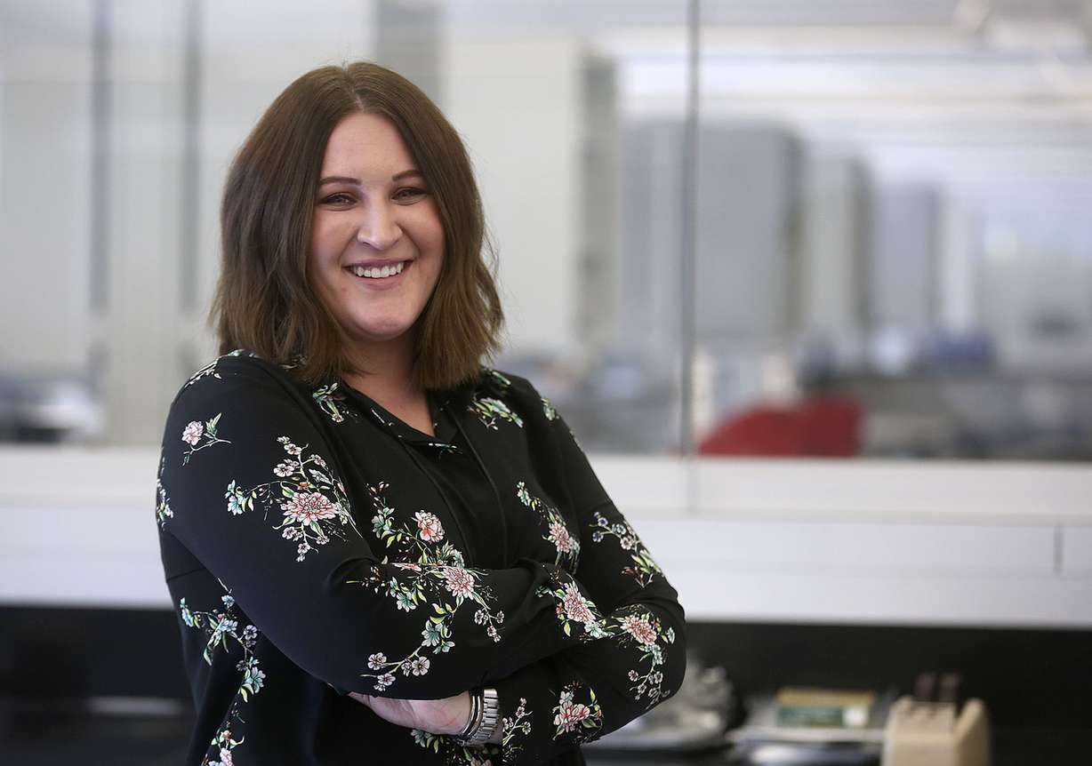 Anna Walker, sexual assault kit initiative victim advocate, poses for a portrait in front of the lab where sexual assault kits are processed at the Utah Department of Public Safety in Taylorsville on Monday, Dec. 31, 2018. (Photo: Kristin Murphy, KSL)