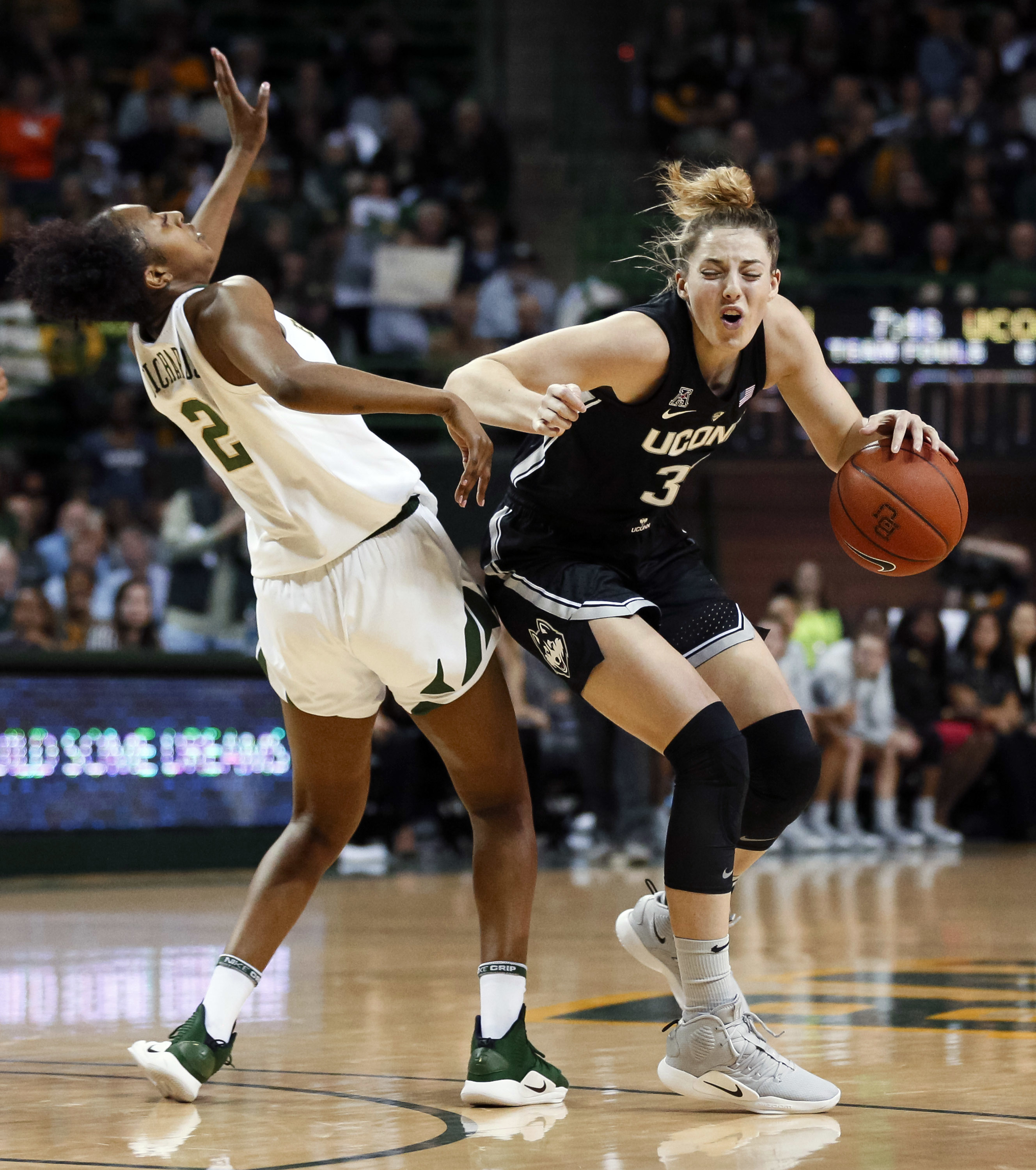 No. 1 UConn's 126-game win streak ends 68-57 at No. 8 Baylor