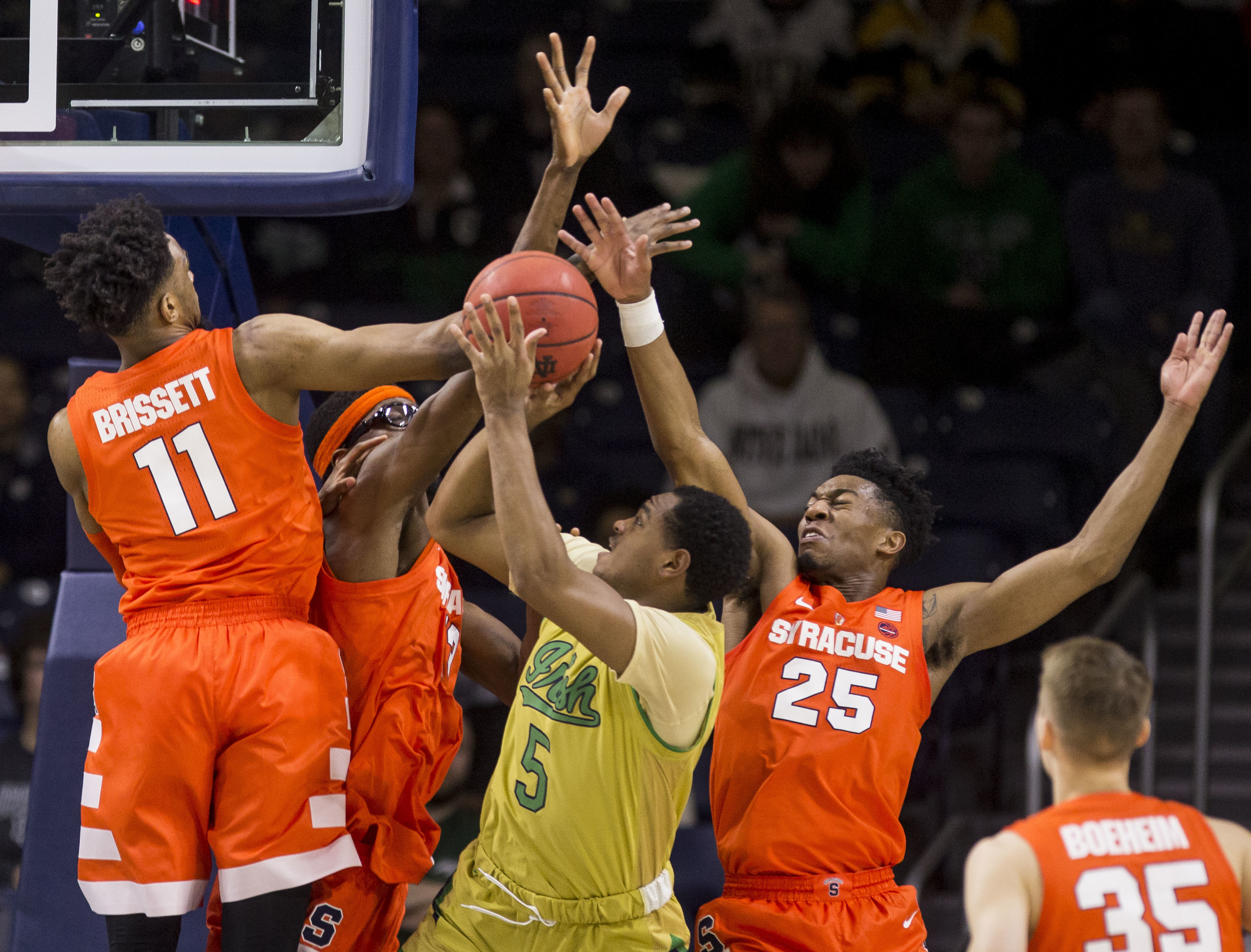 Hughes' career day sparks Syracuse past Notre Dame 72-62