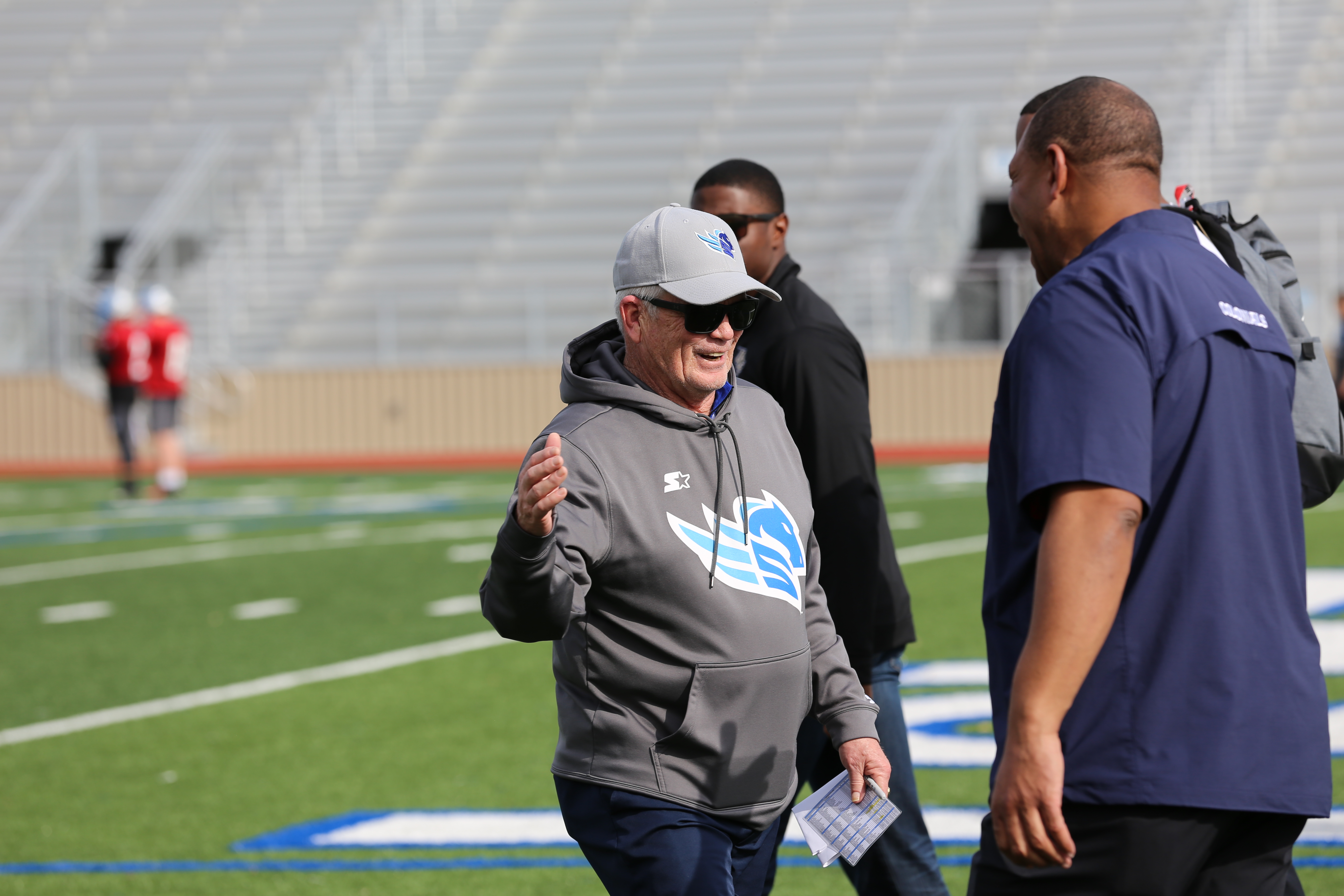 Salt Lake Stallions coach Dennis Erickson in San Antonio during team training camp, Monday, Jan. 7, 2019. (Courtesy: Salt Lake Stallions)