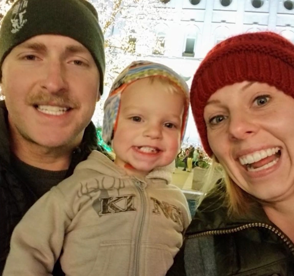 Joseph Shinners, left, pictured with his wife and son. Shinners was shot and killed during an altercation with a fugitive on Jan. 5, 2019. Matt Frank Hoover, the man who shot him, was sentenced to life in prison without the possibility of parole on Tuesday.