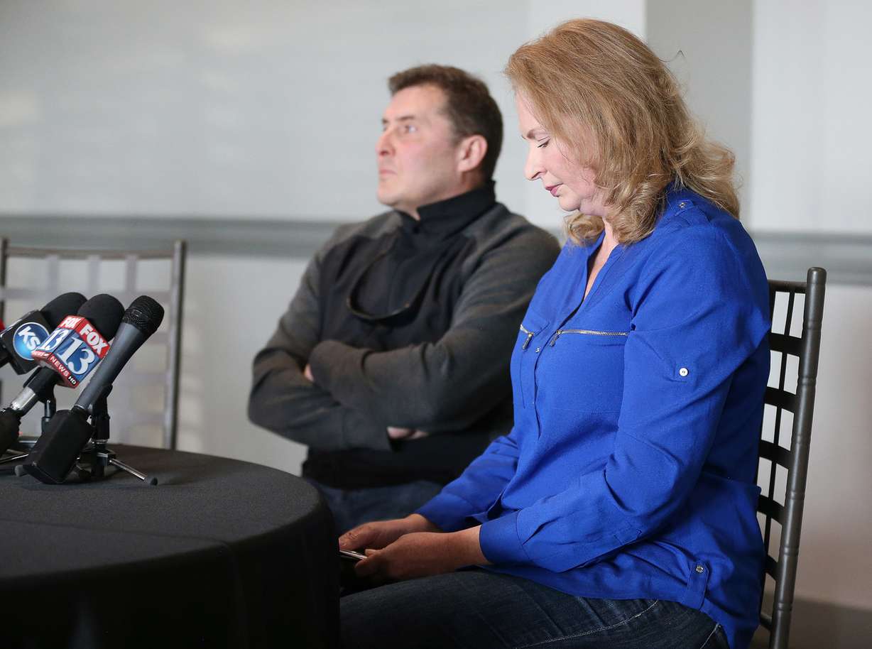 Investors Travis and Nicole Gregory are pictured at a press conference in Farmington on Tuesday, Jan. 8, 2019, regarding a federal class-action lawsuit filed against Zions Bank claiming it perpetuated an alleged Ponzi scheme involving Rust Rare Coin and its owner Gaylen Rust. (Photo: Jeffrey D. Allred, KSL)