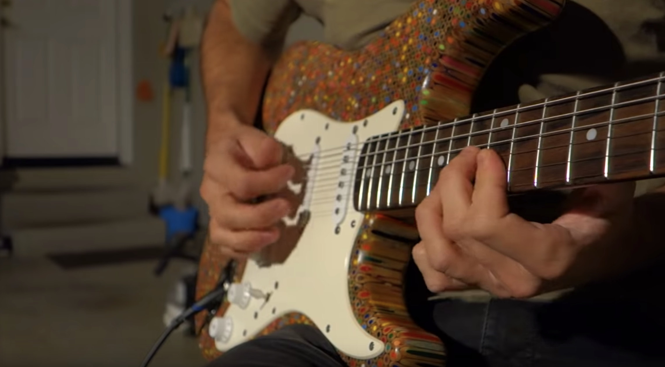 Have You Seen This? Guy makes guitar out of colored pencils