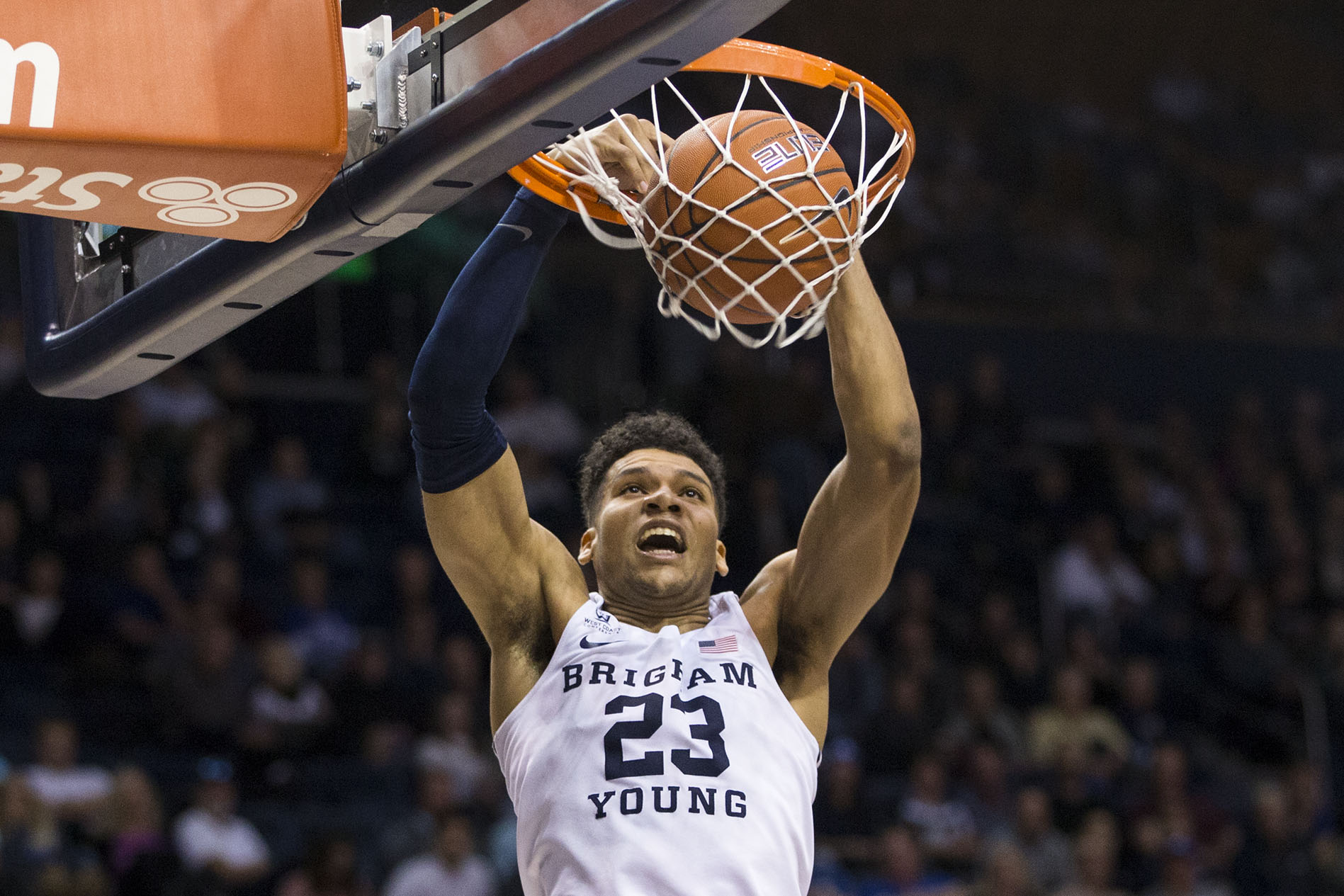 Brigham Young Cougars forward Yoeli Childs (23) dunks the ball against Portland Pilots during the second half at the Marriott Center in Provo on Thursday, Jan. 10, 2019. The Brigham Young Cougars beat the Portland Pilots 79-56. (Photo: Silas Walker, KSL, File)
