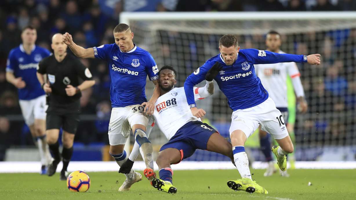 Everton beats Bournemouth for 2nd win in 9 league matches