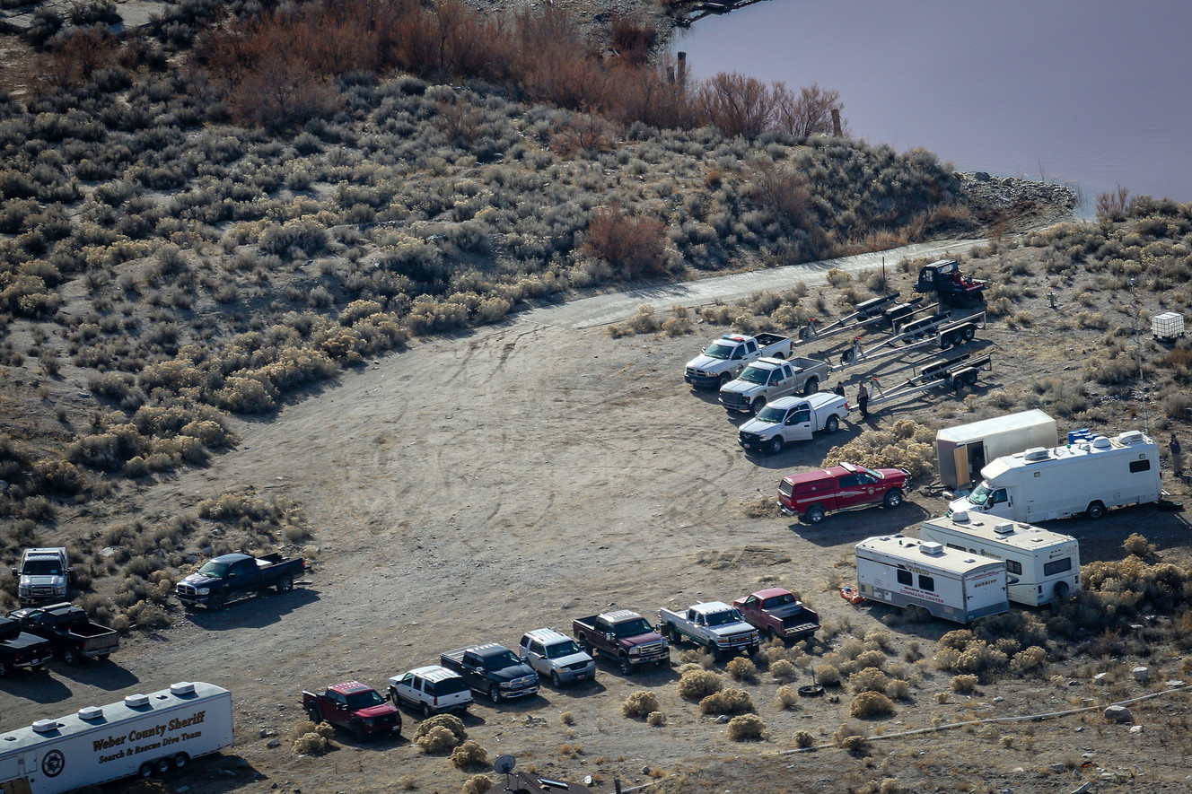 The staging area for recovery efforts for an airplane that officials believe crashed in the Great Salt Lake near Promontory Point in Box Elder County last month is pictured on Saturday, Jan. 13, 2018. (Photo: Adam Fondren, KSL)