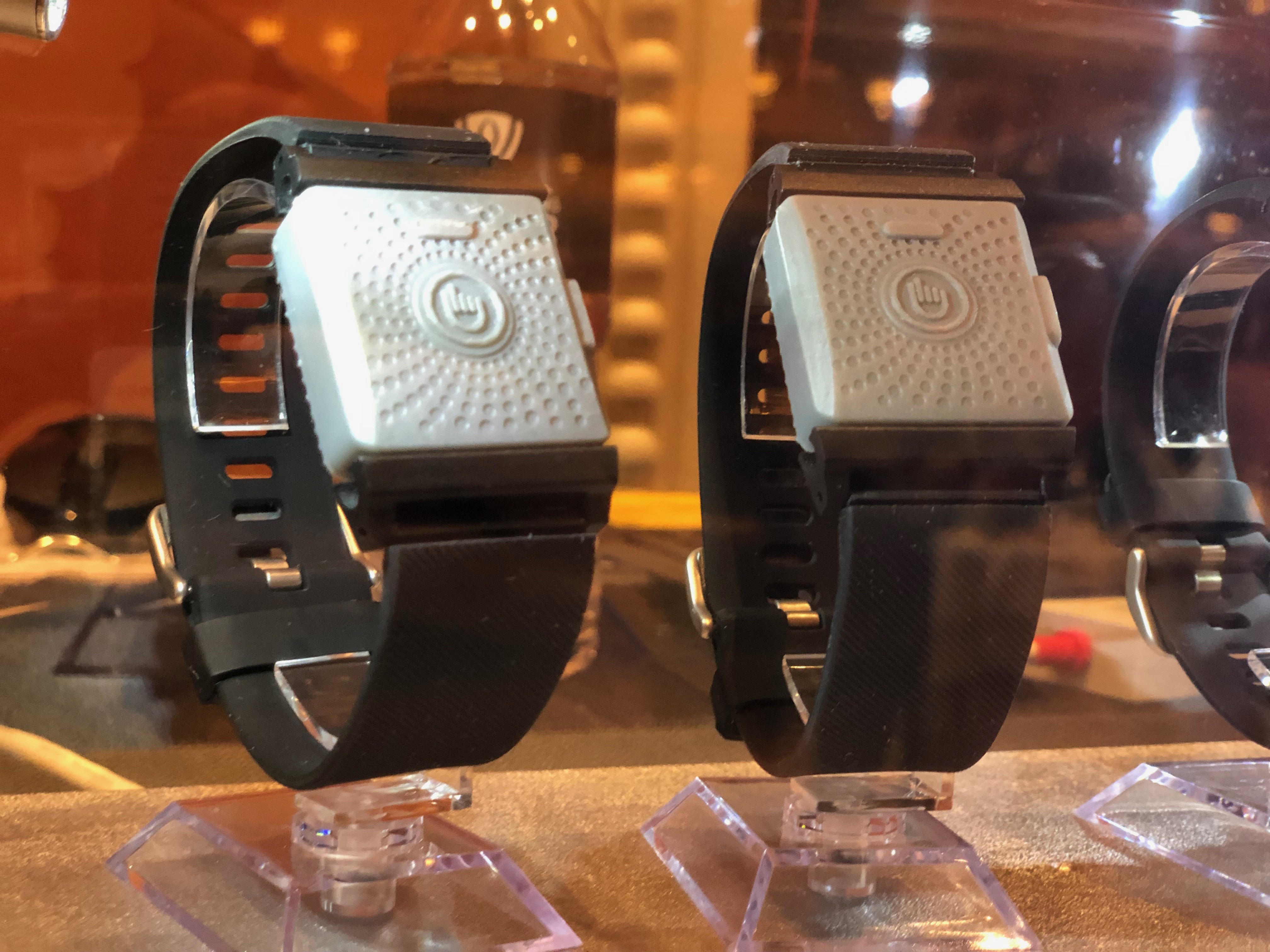 The TouchPoint wearables are two little square devices that you wear on your wrists (or on any two sides of your body) that can help you de-stress and focus. (Photo: Liesl Nielsen, KSL.com)