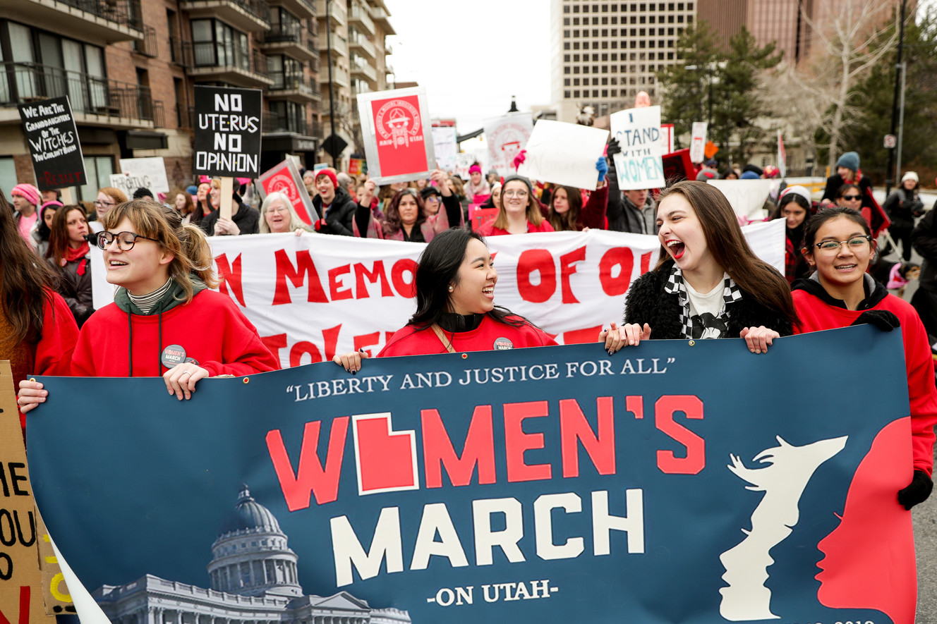 Participants in the Women's March on Utah walk up State Street to the Capitol in Salt Lake City on Saturday, Jan. 19, 2019. (Photo: Spenser Heaps, KSL)