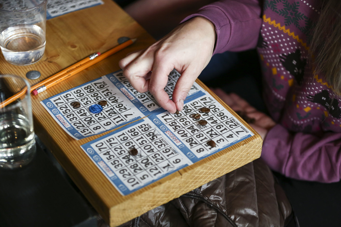 YIMBY Group members host a bingo fundraiser to raise money for the Inn Between, which provides hospice care for people experiencing homelessness, at the Beer Bar in Salt Lake City on Sunday, Jan. 20, 2019. (Photo: Silas Walker, KSL)