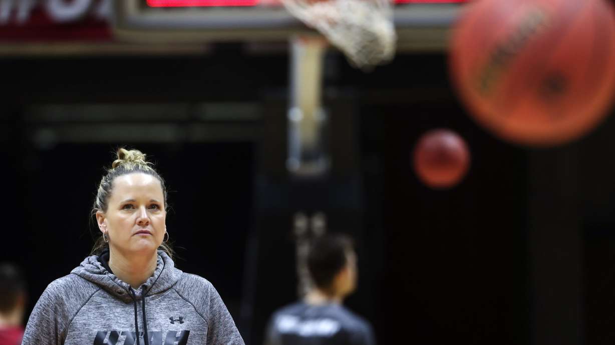 University of Utah Utah women's basketball coach Lynne Roberts during practice at the Huntsman Center in Salt Lake City on Wednesday, Jan. 16, 2019.