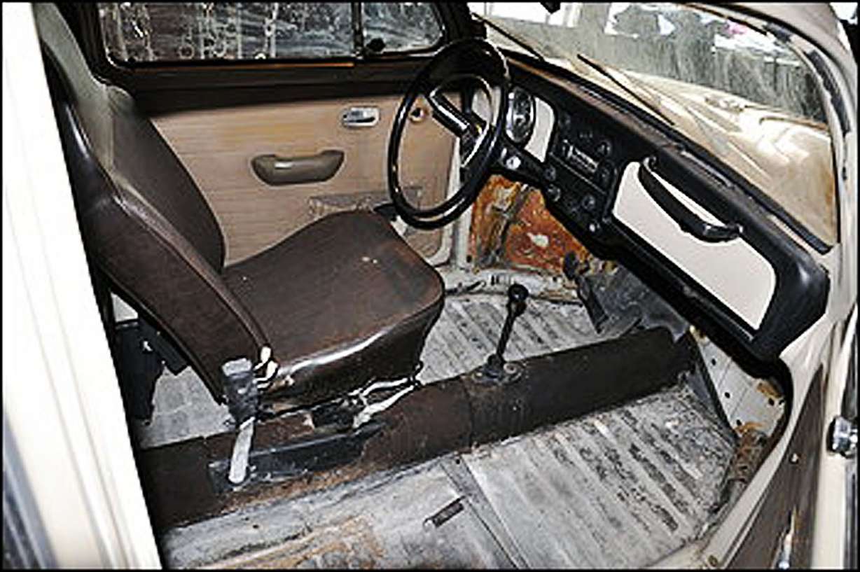 Serial killer Ted Bundy's car at the National Museum of Crime and Punishment. Ted Bundy had driven two different VW bugs, both were yellowish in color. The car that Bundy was driving when first arrested in Salt Lake City, Utah, and that he surrendered in an attempt to make bail. (Photo: National Museum Of Crime And Punishment)