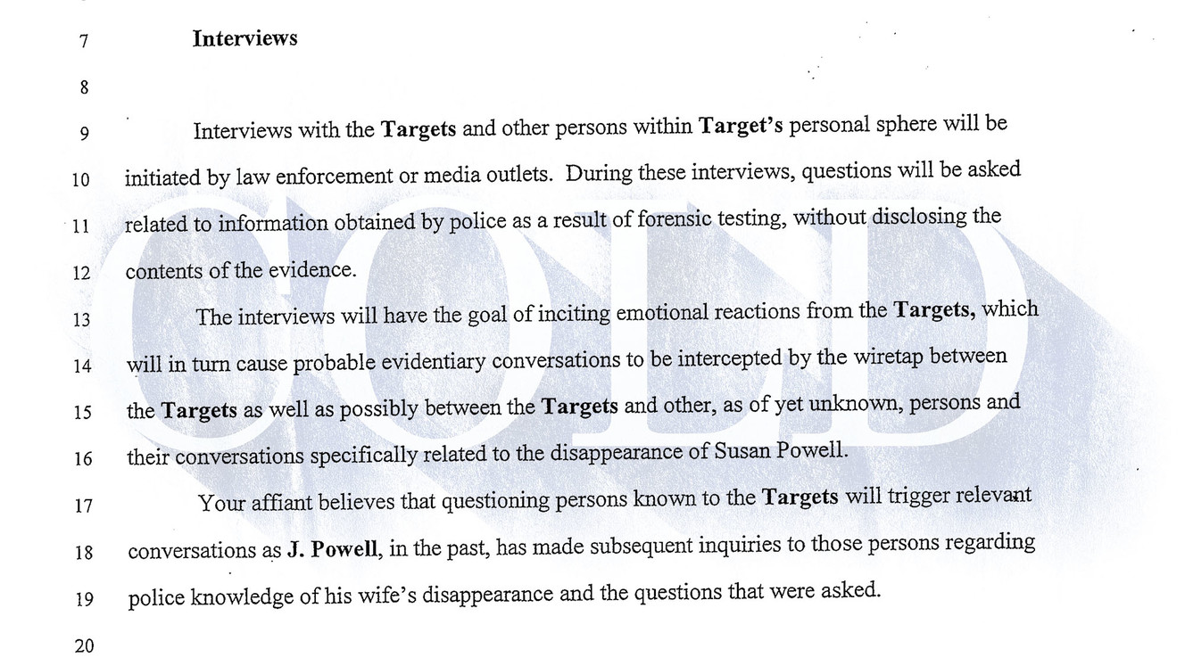 This segment from an Aug. 9, 2011 warrant affidavit details West Valley police plans to use media coverage of Operation Tsunami to stimulate potentially incriminating phone conversations between Josh and Steve Powell about the disappearance of Josh Powell's wife, Susan Powell. (Photo: West Valley Police Department)