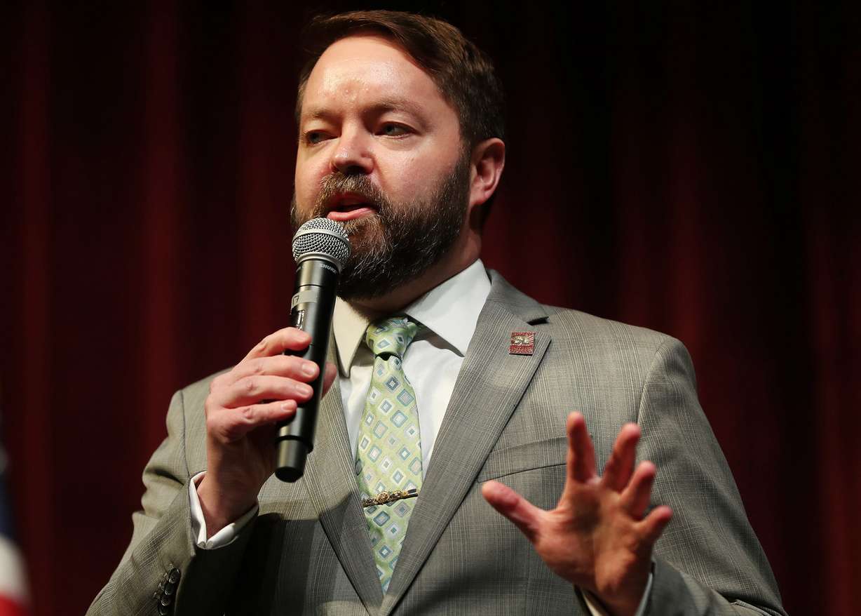 Arlyn Bradshaw speaks as the Salt Lake County Democratic party holds a debate for the Salt Lake County mayoral candidates in Sandy on Thursday, Jan. 24, 2019. (Photo: Jeffrey D. Allred, KSL)