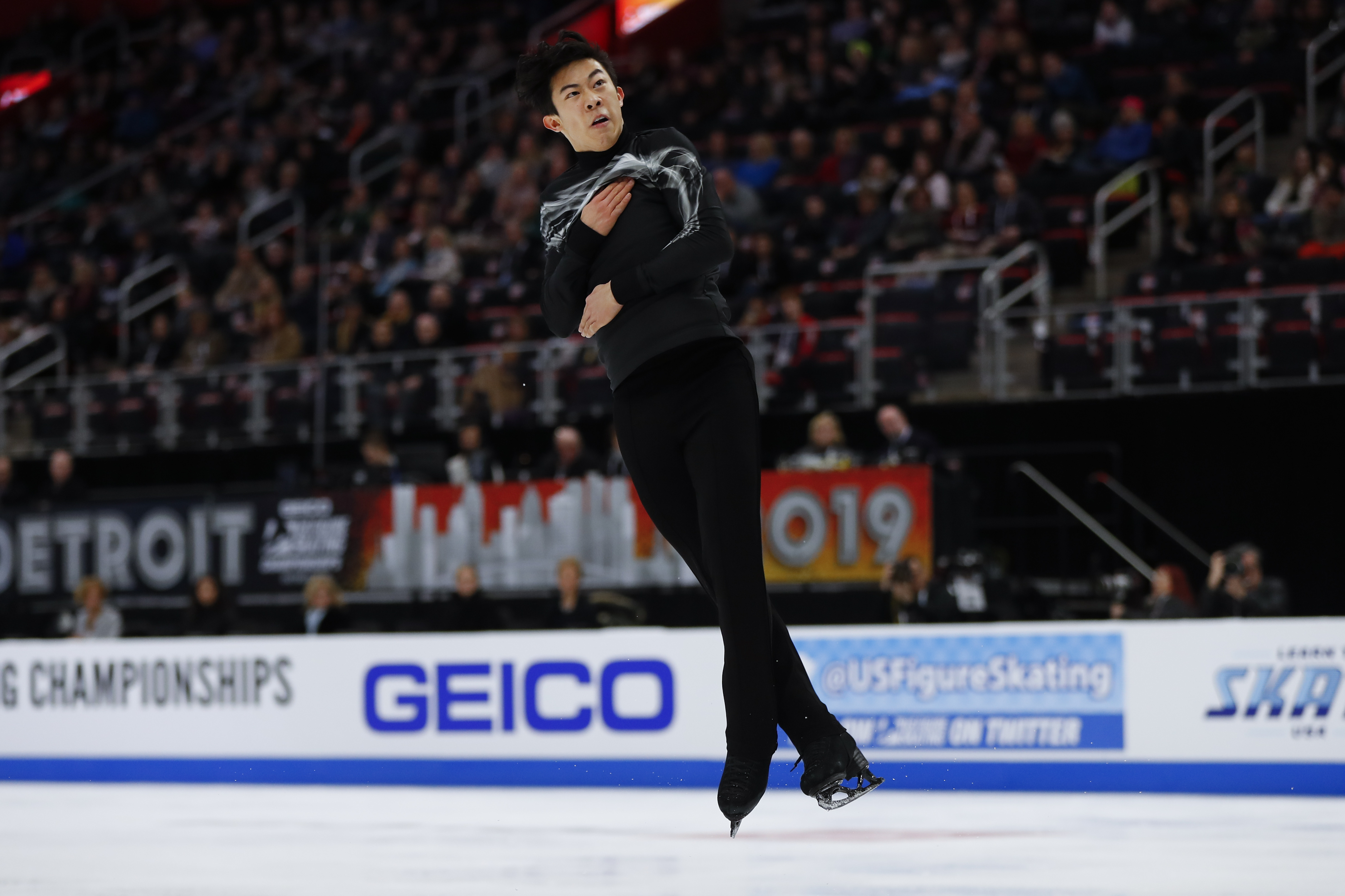 Nathan Chen performs during the men's free skate at the U.S. Figure Skating Championships, Sunday, Jan. 27, 2019, in Detroit. (Photo: Paul Sancya, AP)