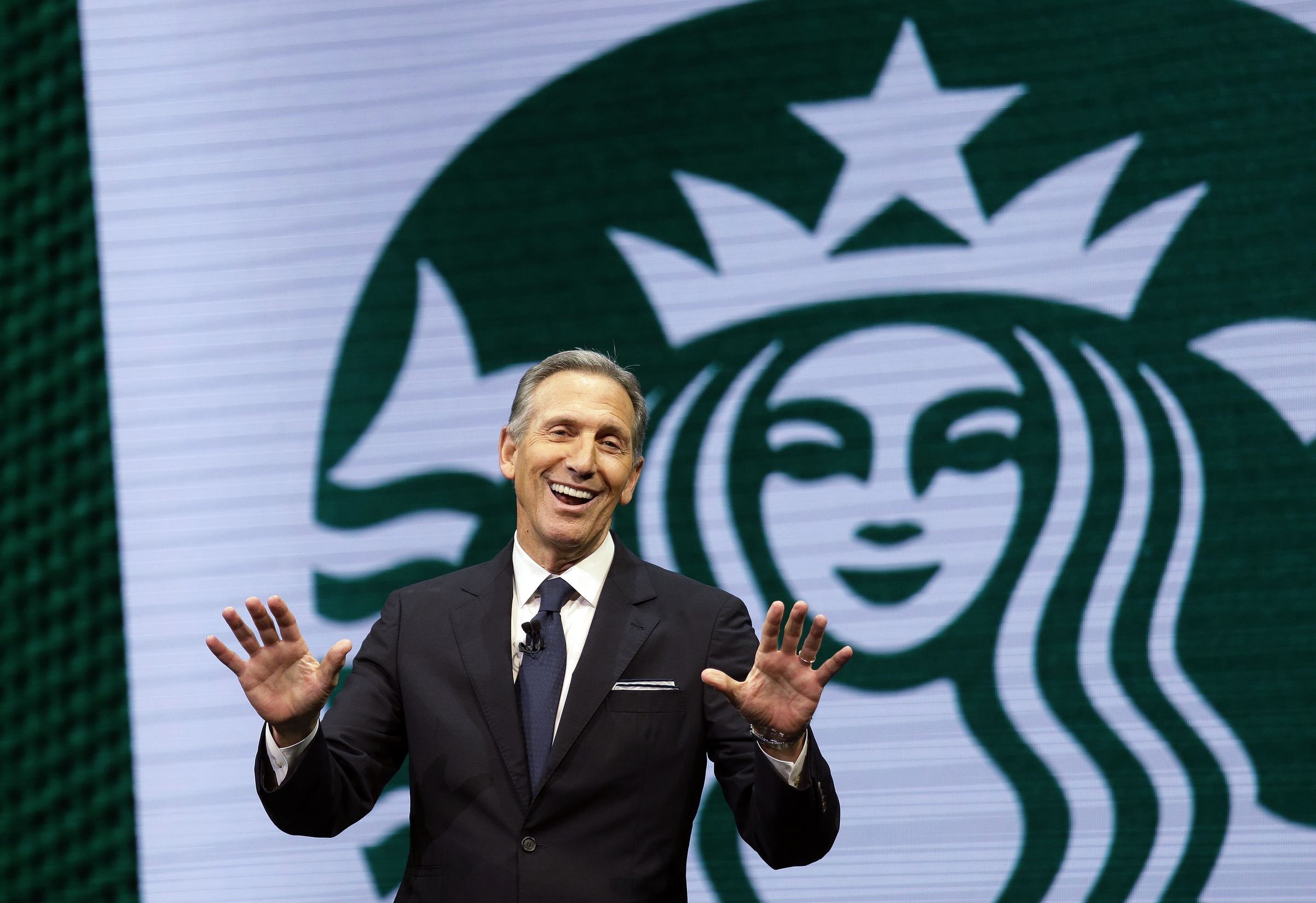 In this March 22, 2017 file photo, Starbucks CEO Howard Schultz speaks at the Starbucks annual shareholders meeting in Seattle. Photo: AP Photo