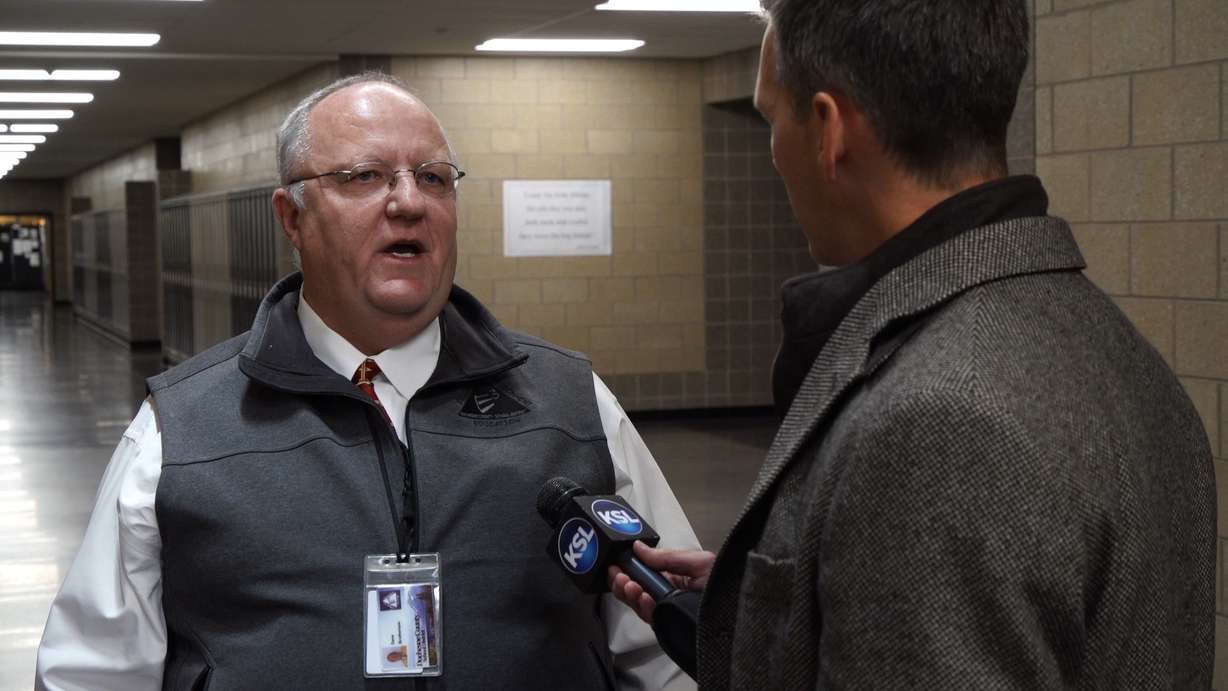 KSL Investigator Mike Headrick interviews David Brotherson, Superintendent, Duchesne County School District. Photo: KSL TV