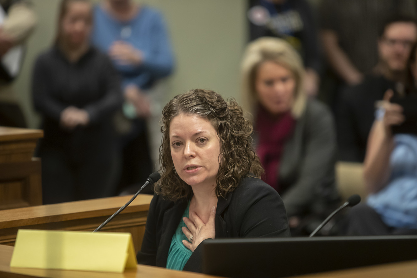 Dr. Michelle Debbink speaks against HB166 during a House Judiciary Committee hearing at the Capitol in Salt Lake City on Wednesday, Feb. 6, 2019. The bill would prohibit an abortion if the sole reason is because the fetus has or may have Down syndrome. Photo: Scott G Winterton, KSL