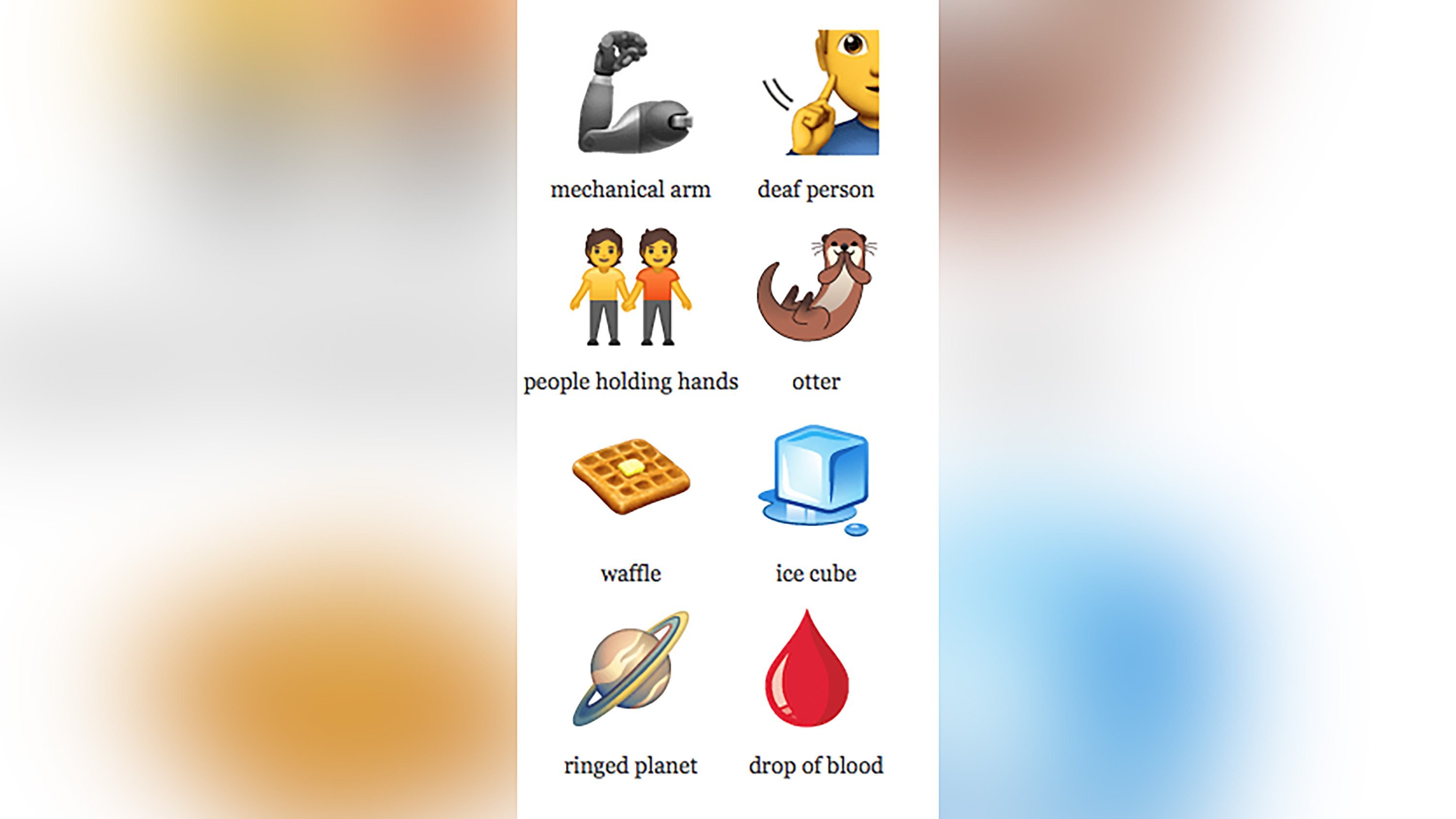 New emojis include 'drop of blood' period icon, inter-racial couples and an otter