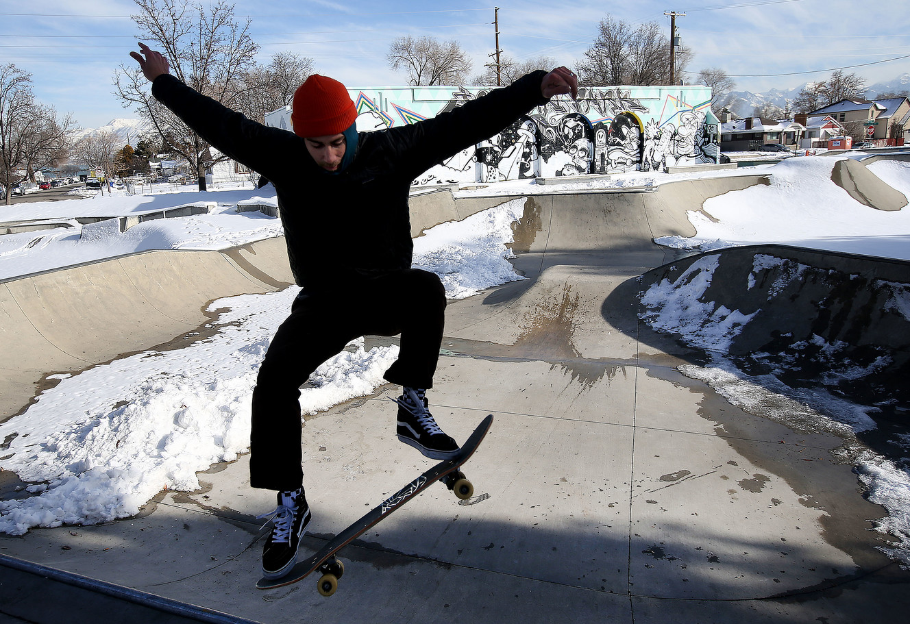 Jared McClure skateboards at the skate park at Jordan Park on Friday, Feb. 8, 2019. (Photo: Laura Seitz, KSL)