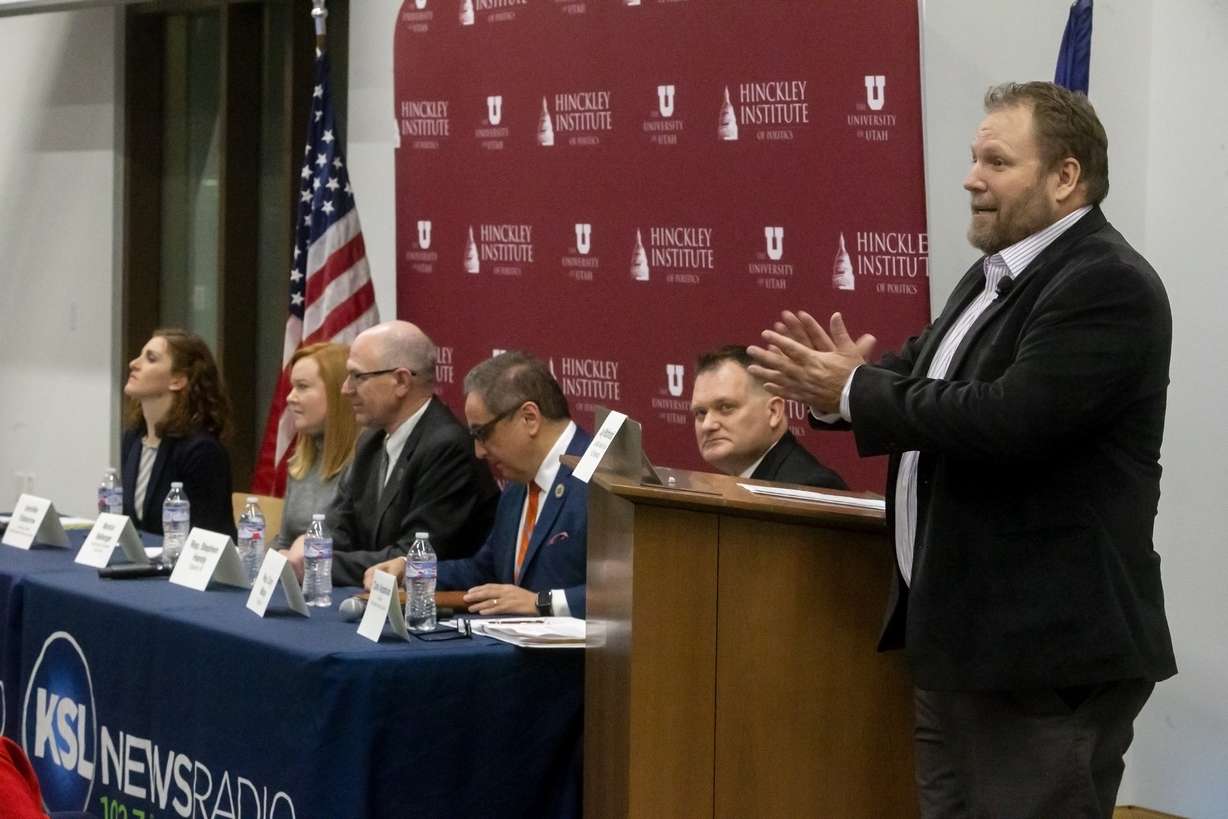 KSL Newsradio's Jay Mac hosts a town hall at the University of Utah's Hinckley Institute of Politics on the so-called red flag gun laws on Wednesday, Feb. 13, 2019. (Photo: Scott G Winterton, KSL)