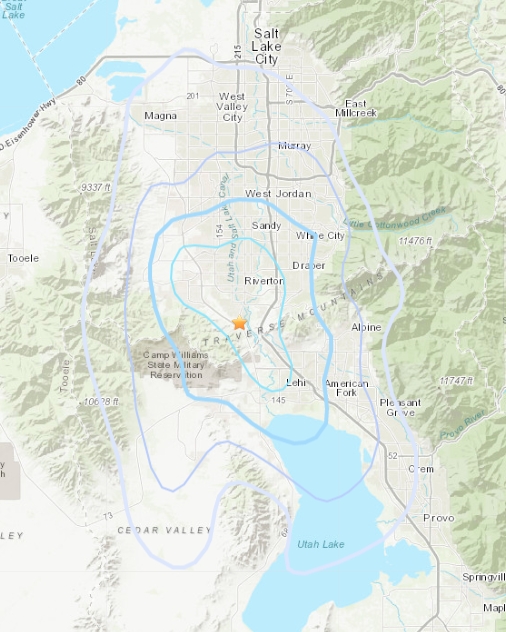 A 3.2 earthquake struck Bluffdale at 5:03 a.m. and was felt in surrounding areas Friday morning, Feb. 15, 2019. (Photo: U.S. Geological Survey)