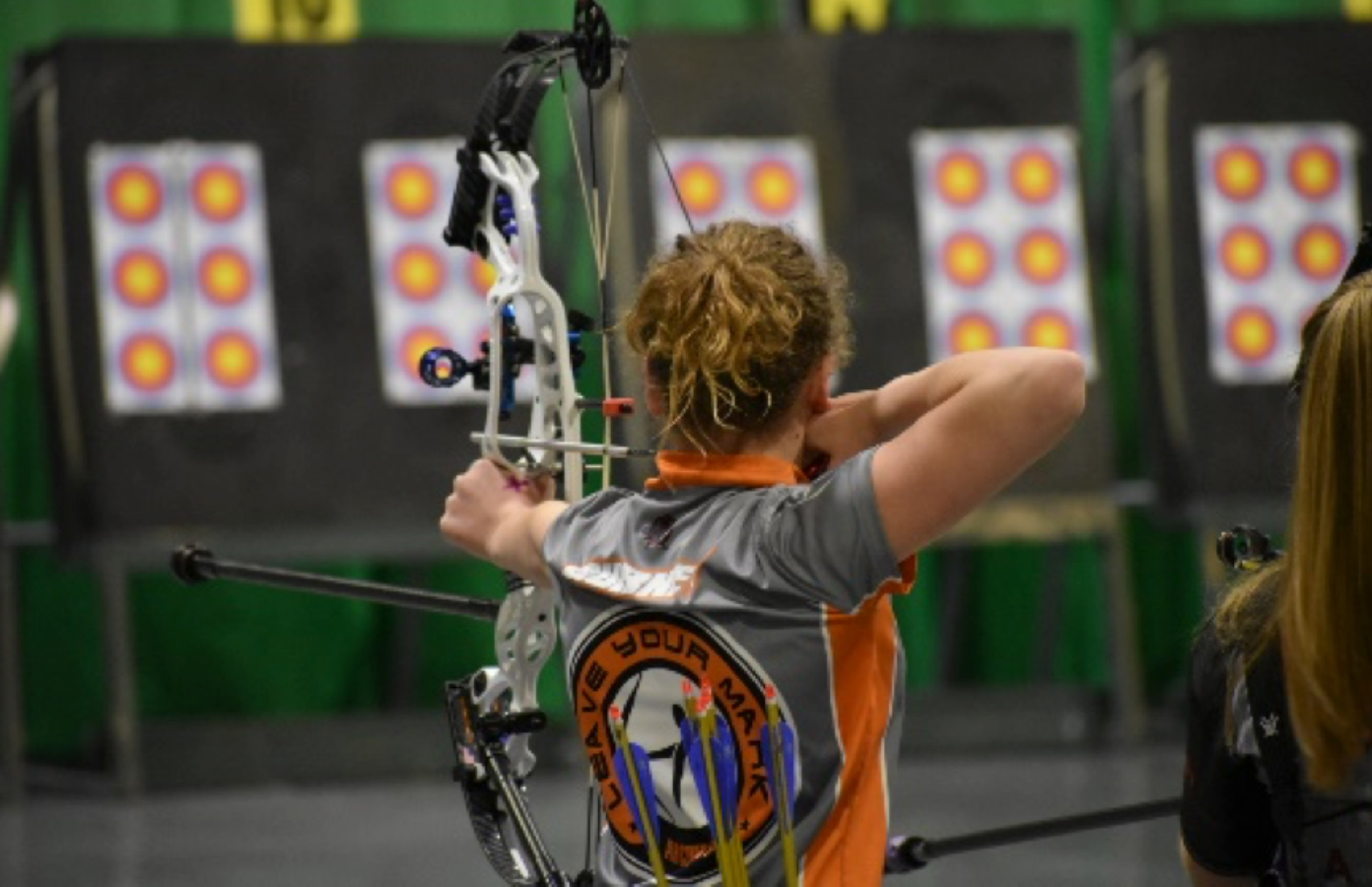 Kaylee Gurney shooting an arrow during the Vegas Shoot on Saturday, Feb. 9, 2019. She finished second within her division. (Photo courtesy Gurney family)