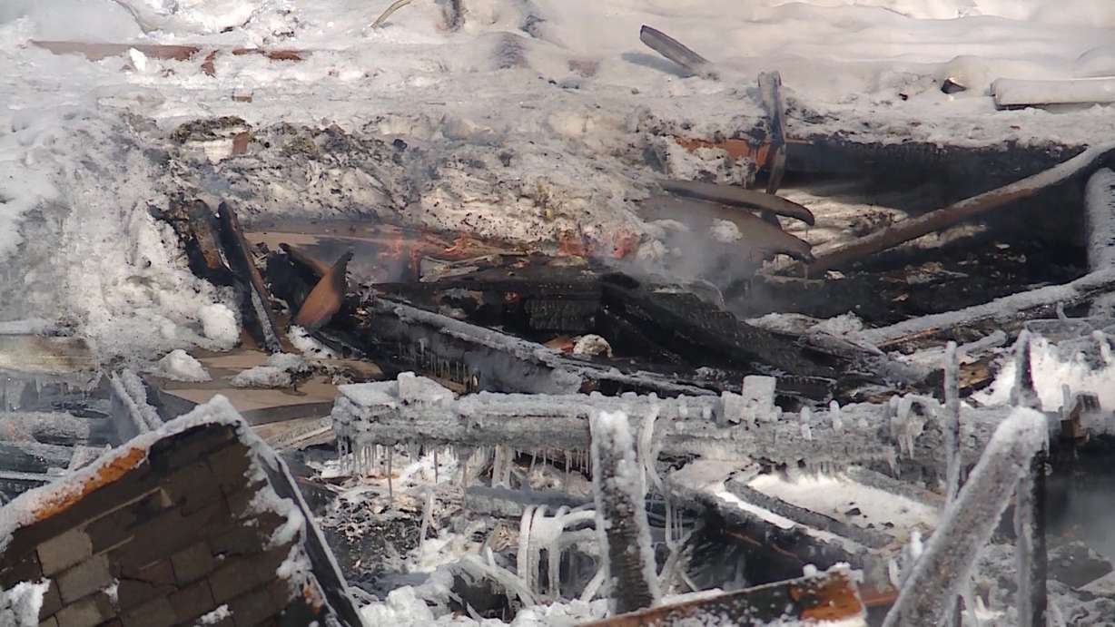 The scene on Saturday, Feb. 16, 2019, of a home explosion that occurred the night before in a gated community on Lake Pines Drive in Timber Lakes, which is just east of Heber City. (Photo: John Perry, KSL)