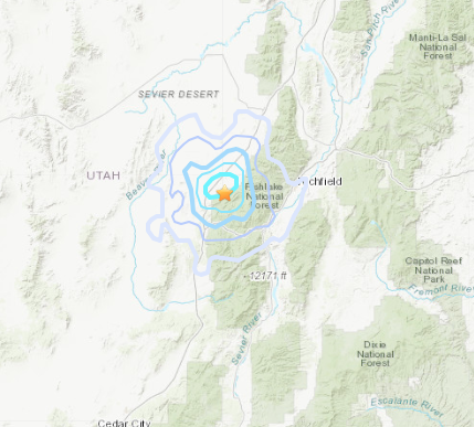 A second earthquake in four days shook Kanosh in Millard County early Wednesday morning. (Photo: U.S. Geological Survey)