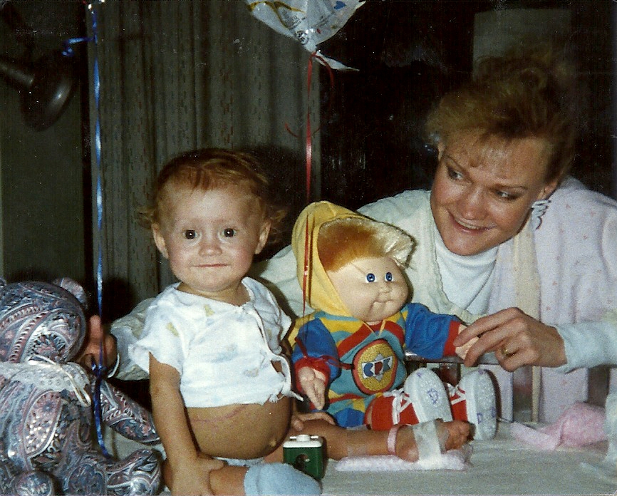 Kelton Bronson, around the time of his first liver transplant, with his mother, Yvonne Bronson. Photo: KSL TV