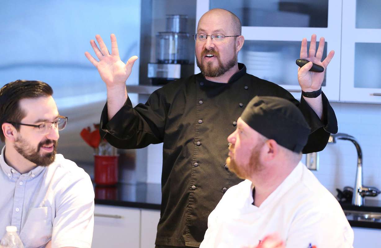 Chef Aaron Ballard discusses food tasting during an Education Week class at the Harmons in Holladay on Wednesday, Feb. 20, 2019. (Photo: Jeffrey D. Allred, KSL)